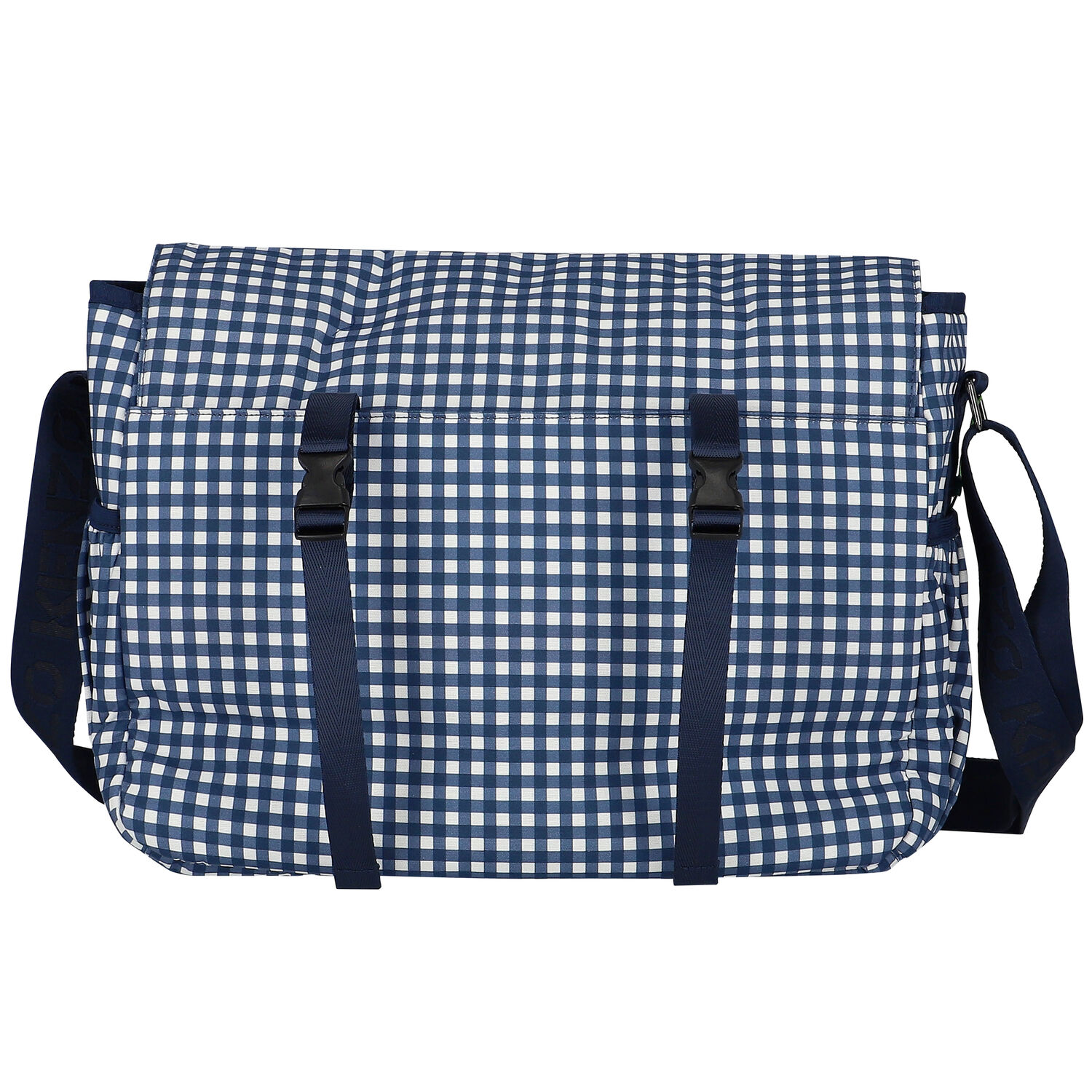 Navy Blue Gingham Baby Changing Bag, 1, hi-res